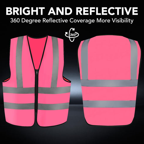 3-Pack Reflective Safety Vest For Women Men - High-Visibility Safety Vest with 2in Reflective Strips for Emergency, Construction, and Safety Use-P...