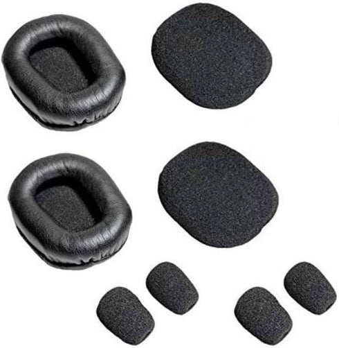 Ear Pad Cushion Kit for Blue Parrott B350-XT Bluetooth Headset, 2 Leather Cushions, 2 Foam Earpads, 4 Microphone Windscreens by Global Teck...
