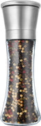 Pepper Grinder or Salt Grinder, Best Spice Mill with Ceramic Blades, Adjustable Coarseness, Brushed Stainless Steel Cap, and Refillable Tall Glass...