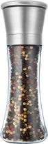 Pepper Grinder or Salt Grinder, Best Spice Mill with Ceramic Blades, Adjustable Coarseness, Brushed Stainless Steel Cap, and Refillable Tall Glass...