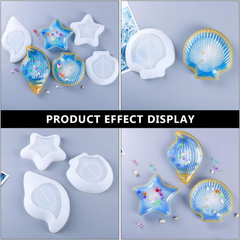EXCEART Seashell Resin Mold Silicone Mold Fondant Mold Jewelry Organizer Silicone Display Stand Tray Crystal Epoxy Casting Mould Trinket Holder St...
