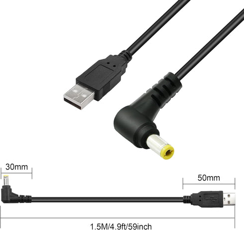 GINTOOYUN USB to DC Power Cable USB 2.0 Male to 90 Degree Angle DC5525 Male Power Extension Charge Cord for LED Strip, Bluetooth Speaker,Mini Fan ...
