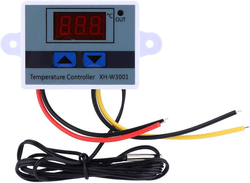Oumefar Temperature Controller, XH-W3001 DC 110V-220V 1500W 10A Digital Temperature Controller Thermostat Switch with Waterproof Sensor Probe Elec...