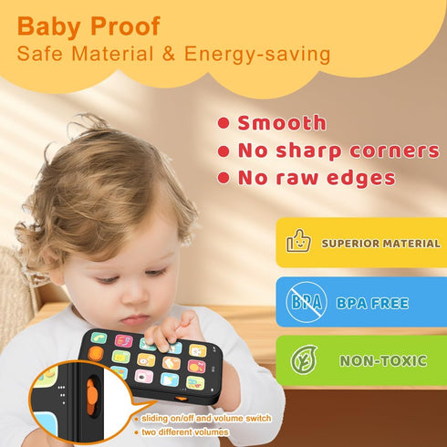Bilingual Toy Phone Baby Phone with Sounds and Light, English/Spanish, Fun Early Learning Kids Smart Phone Baby Toys for 6-12 Months, Gift for 1 Y...