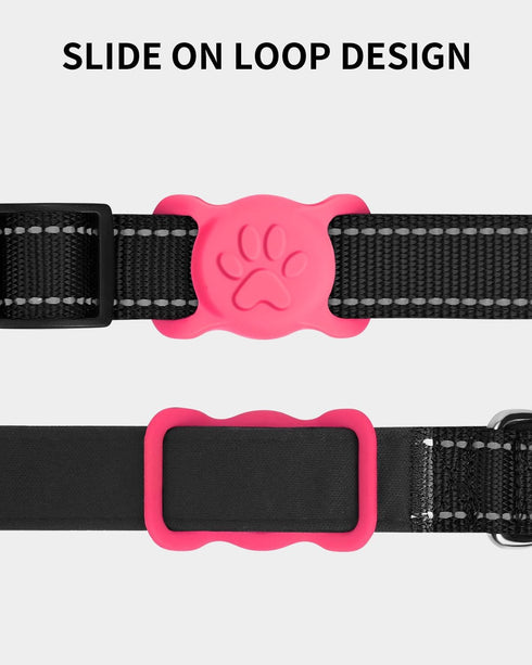 Dynmeow 1 Pack Airtag Dog Collar Holder, Stretchy Silicone Airtag Holder for Dog and Cat Collar, Anti-Lost Dog Airtag Holder Compatible with 3/4 a...