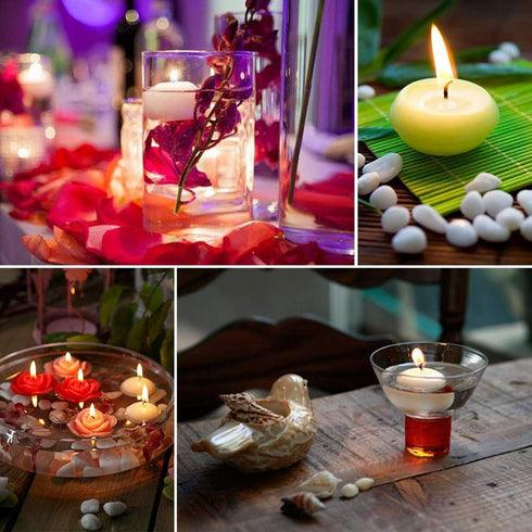 Floating Candles,Classic Unscented Tealight Shape Candles with 100PCS Silk Rose Petals,Mini Candle Discs for Weddings,Anniversaries,Birthdays,Home...
