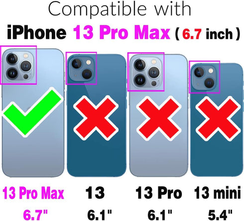 Asuwish Phone Case for iPhone 13 Pro Max 2021 6.7 inch Wallet Cover with Tempered Glass Screen Protector and RFID Ring Card Holder Cell iPhone13pr...