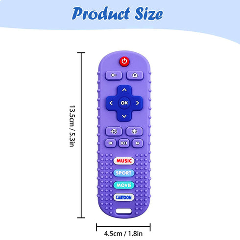 3 Pack Baby Teether Toys - TV Remote Control Shape Silicone Toddler Teething Toys for Babies 6-12 Months (Pink&Khaki&Purple)...