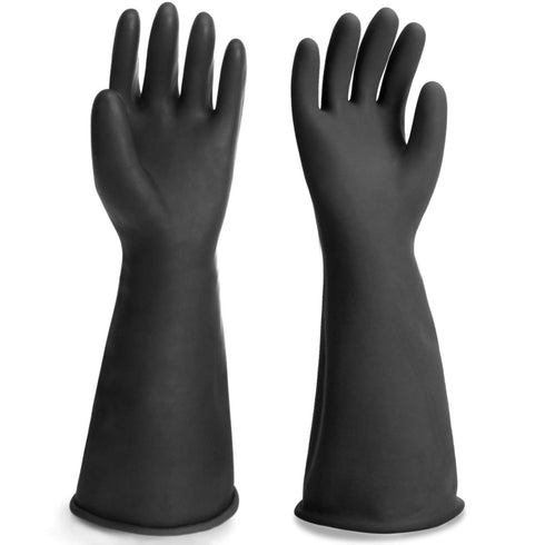 Long Rubber Gloves Heavy Duty, Thick Chemical Resistant Gloves, Waterproof Cleaning Painting Protective Safety Work Heavy Duty Gloves, 18" Black D...