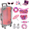 American Doll Travel Suitcase Play Set for Girl 18 Inch Doll, Travel Carrier Luggage Doll Clothes Sunglasses Camera Laptop Pillow, Pretend Play To...