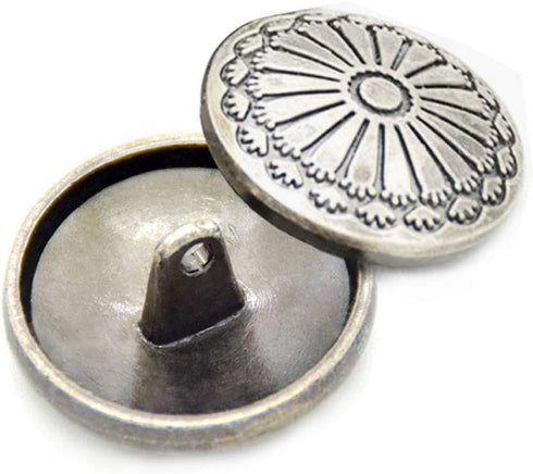 10Pcs 23mm Flower Metal Silver Shank Sewing Buttons DIY Sewing Jacket Coat...