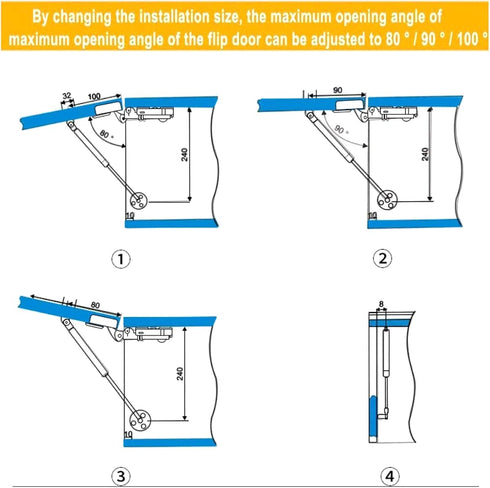 80N/18 lb 10 inch Long Gas Support Cabinet Hinge Safety Lift Support, Gas Shock, Soft Open and Lower Cover Support and BufferTelescopic Cabinet Do...