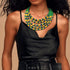 African Necklace Earrings Set Multilayer Woven Rope Choker Layered Strand Collar Statement Jewelry Accessories for Women and Girls...