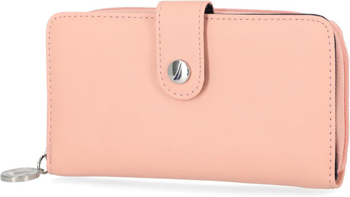 Nautica Be Shore Zip Around Wallet for Women RFID Vegan Leather Clutch, Bifold Organizer with Phone Holder, Card Slots, and Checkbook Pocket, Aloh...