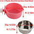 2 Pack Pet Food Water Bowl Plastic Basin and Stainless Steel Basin Combo Mountable Food Basin Dish for Rabbit Chinchilla Hamster Bird and Other Pe...