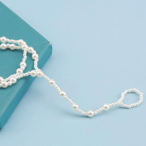 Boho Pearl Barefoot Sandal Anklet Gold Pearl Ankle Bracelet Toe Ring Anklet Vintage Summer Foot Chain Jewelry for Women and Girls (2 Layer)...