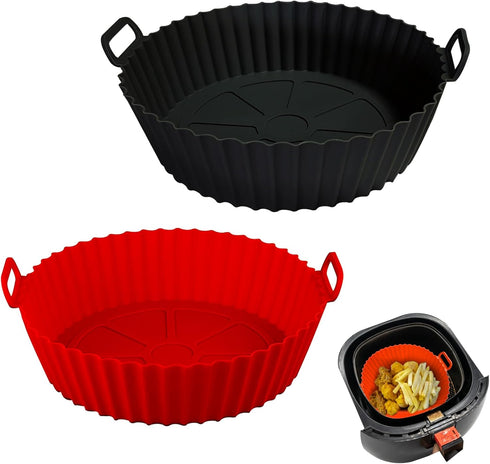 Air Fryer Silicone Pot, Air Fryer Silicone Basket Bowl, Silicone Baking Tray Pots for 3 to 5 Qt for Air fryer Oven Reusable Baking Tray Oven Acces...