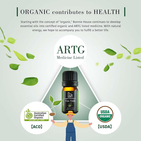 Organic Tea Tree Essential Oil - USDA Organic, 100% Pure, Therapeutic Grade for Aromatherapy, Skin Care, Travel, Diffuser - 5ml Small Oil by B BON...