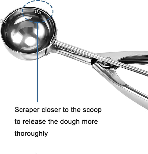 Cookie Scoop Set, Ice Cream Scoop Set, 3 PCS Metal Ice Cream Scoop Trigger Include Large-Medium-Small Size, Select 18/8 Stainless Steel, Secondary...