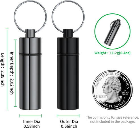 Small Pill Box,(2 Pack) Keychain Pill Holder Portable Mini Travel Pill Container Metal Case Bottle with Keyring...