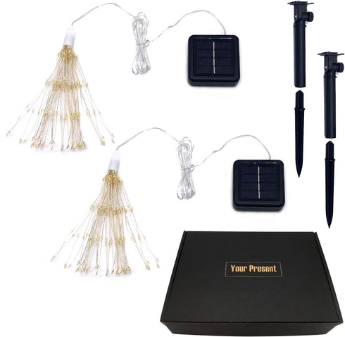200 LED Solar Starburst Light, Outdoor Chandelier Lights, 2 Pack Garden Firework Lights, 8 Modes Hanging Decorative Christmas Lights for Garden Pa...