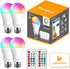 LED Light Bulbs 70W Equivalent, RGB Color Changing Light Bulb, 2 Moods/Memory/Sync/Dimmable, A19 E26 Screw Base, Timing Remote Control Included (P...
