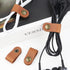 5 Pieces PU Leather Cord Organizer Reusable Cable Organizer Cord Keeper for Cable Straps,wrap Headphone,Earbud case,Headset (Brown)...