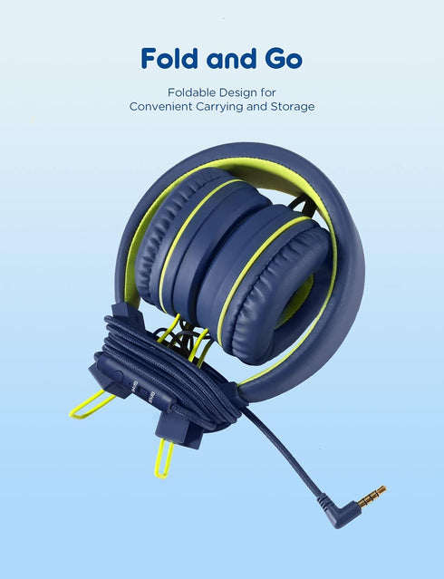iClever Kids Headphones with Microphone, 85dB/94dB Volume Limited, Stereo 3.5mm Jack, Tangle-Free Wired Headphones for Boys/Girls/School/Travel/iP...