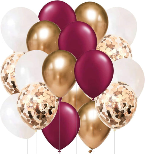 Graduation Party Decorations 2025 Maroon Gold Decorations Burgundy Classic Rose Gold Balloons 20pcs for Burgundy White Birthday Party Decorations ...