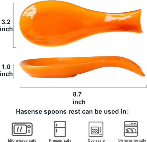 Hasense Spoon Rest for Stove Top, Cooking Spoon Holder for Kitchen Counter, Porcelain Utensil Rest for Spatula, Ladle and Tong, Modern Classic Kit...