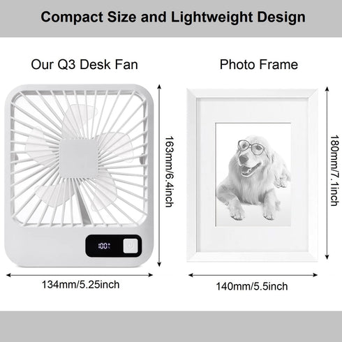 Desk Fan Battery Operated Fan, USB Rechargeable Desktop Fans Small Quiet 180° Foldable Portable Fan for Office Bedroom Travel Outdoor, 5 Speeds Ad...