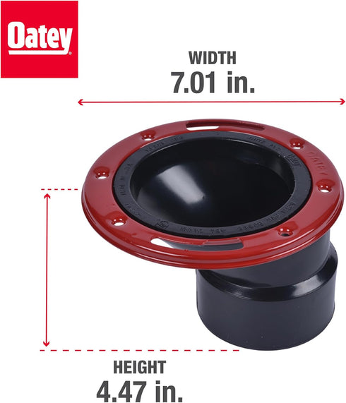 Oatey 43500 Level-Fit Offset Toilet Flange, 3 X 4 in, Abs Plastic, 3-Inch or 4-Inch...