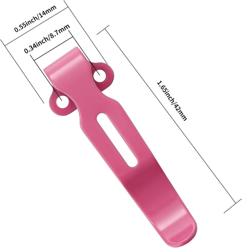 2 Packs Deep Carry Pocket Clips for Benchmade, Emerson, Protech and More, Pink Coating Stainless Steel Pocket Knife Clip Replacement with 4 Pieces...