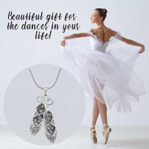 PammyJ Ballet Dancer Necklace - Crystal Ballerina Slippers Necklace, 18"...
