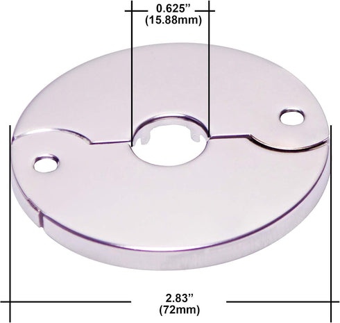 Floor and Ceiling Plate Cover Split Flange Replacement and Repair Kit, Fits 1/2 Inch IPS Galvanized Pipe or 3/4 Inch Copper Pipe, Chrome Finish (P...