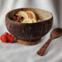 4 Handcrafted Wooden Bowls for Food Coconut Bowl Set with Spoons & Anti-Tip Coconut Rings perfect for Smoothie Bowls, Yogurt or Cereals...