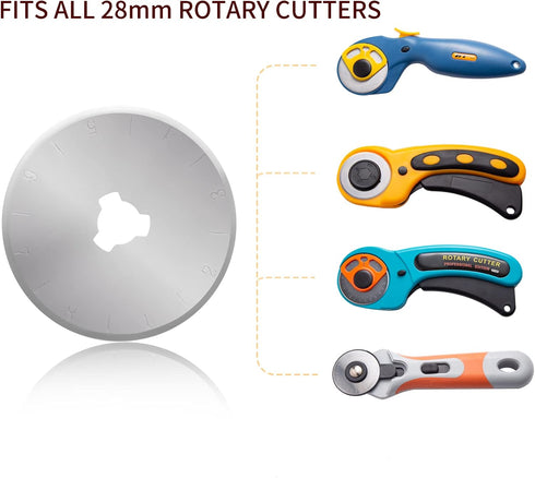 28mm Rotary Cutter Blades - 10 Pack Replacement Blades - Sharper Blades Have Better Cutting Effect, Great for Sewing, Quilting Supplies, Fabric an...