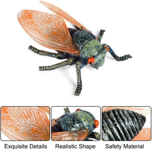 Animal Figures 3 pcs Realistic Plastic Golden Cicada Family Action Model Science Project, Learning Educational Toys, Birthday Gift, Cake Topper fo...