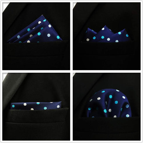 SHLAX&WING 5 Pieces Assorted Mens Silk Pocket Square Handkerchiefs Set Lot 21...