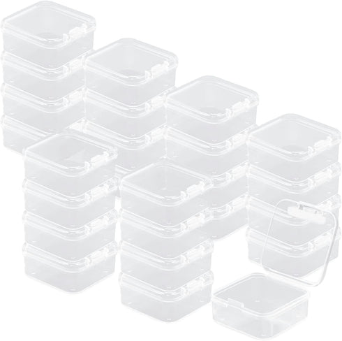 Rocutus 24 Pack Small Clear Plastic Storage Containers with Lids,Beads Storage Box with Hinged Lid for Beads,Earplugs,Pins, Small Items, Crafts, J...