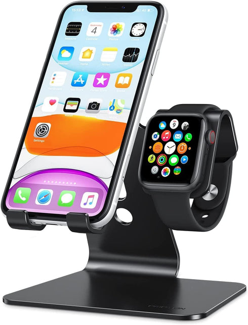 OMOTON Stand for Apple Watch - 2 in 1 Universal Desktop Stand Holder (Not Include Charger) for All iPhone 15 14 13 12 and Apple Watch Series 9/8/S...