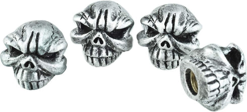 Arenbel Skull Tire Valve Stem Caps 4 Pack Air Stem Covers Car Accessories for Cars SUVs Bike Bicycle Trucks Motorcycles Silver...