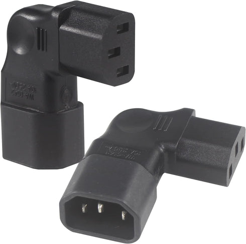 Right Angle C13 to C14 IEC AC Plug Adapter, 2 Pack, 90 Degree Design, PVC, Pure Copper, 250VAC 10A Max...