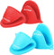 2 Pairs Mini Oven Gloves Silicone Heat Resistant Cooking Pinch Mitts Potholder for Kitchen Cooking & Baking (Red and Blue)...