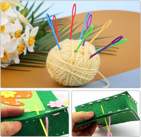 50 PCS Colorful Large Eye Plastic Sewing Needles, 3.54 Inch Yarn Needles Plastic Weaving Needles Embroidery Needles Safety Lacing Needles Learning...