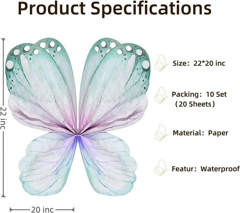 Aiouclay 20 Sheets Butterfly Wrapping Paper,Waterproof Wrapping Paper for FLower Bouquet,Butterfly Bouquet Accessories Bouquet Wrapping Paper for ...