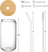 Drinking Glasses with Bamboo Lids and Glass Straw 4pcs Set - 16oz Can Shaped Cups, Beer Glasses, Iced Coffee Cute Tumbler Cup, Ideal for Cocktail,...