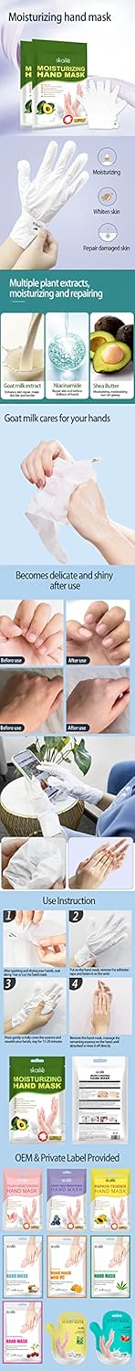 Moisturizing Hand Mask Gloves -Glycerin + Avacado Extract for Deep Moisturizing (Gloves 3pk), Beauty Gifts | Skincare Gifts | Skincare Party Favor...