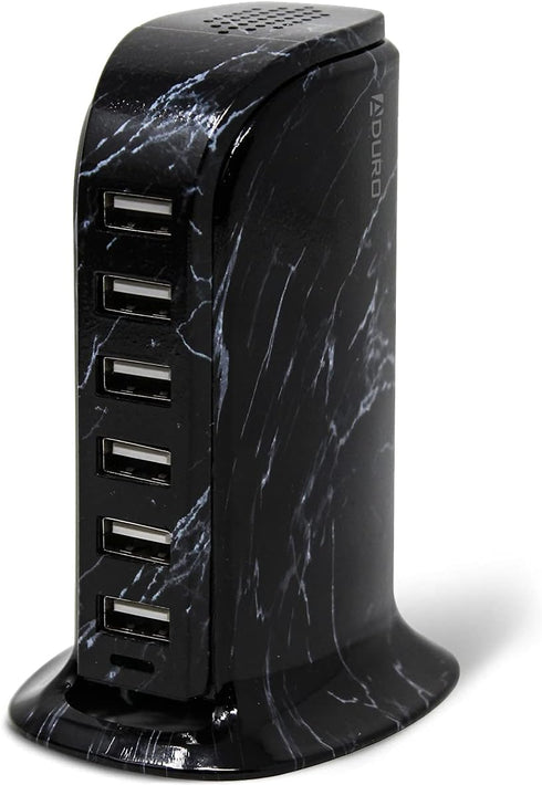 Aduro 40W 6-Port USB Desktop Charging Station Hub Wall Charger for iPhone iPad Tablets Smartphones with Smart Flow (Black Marble)...
