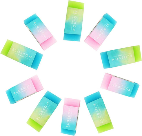 10 Pcs Colored Cube Pencil Erasers, Fruit Scented, Age-Resistant, Soft Flexible Rubber Jelly Erasers Cute Gradient Erasers for School Art Drawing,...